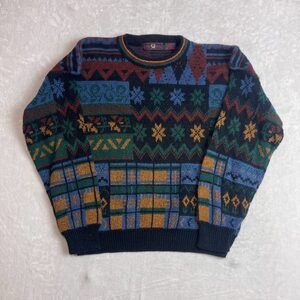 Robert Bruce Men's Multi Color Sweater Size XL Knit Vintage 90s Geometric